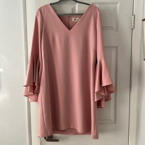Blush Eliza J size 16 shift dress with bell sleeve.